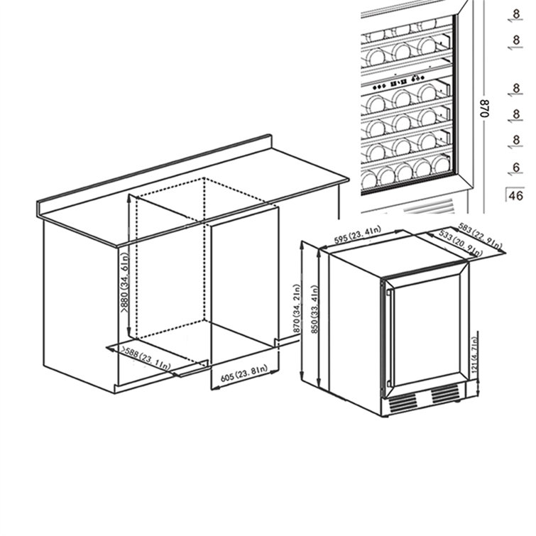 MONSFEST 23.4'' 46 Bottle Dual Zone Freestanding Wine Refrigerator